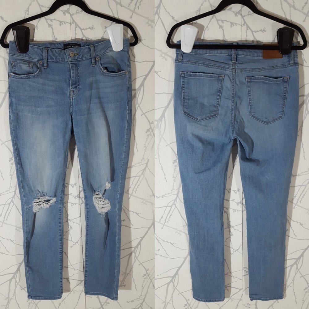 Lucky Brand Light Wash Distressed Mid Rise Lolita Skinny Jeans